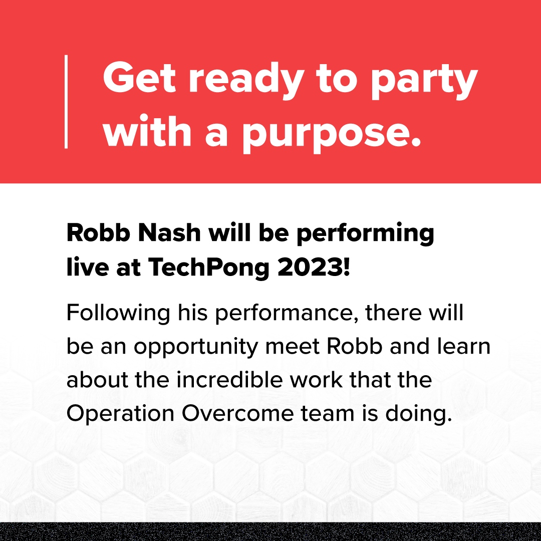 wearecharitable's tweet image. Put on your dancing shoes, and get ready to party with a purpose at #TechPong 2023!

We are so excited to announce that Canadian rock legend Robb Nash (@RobbNashProject) will be performing live and raising awareness for Operation Overcome!

Tickets at techpong.ca