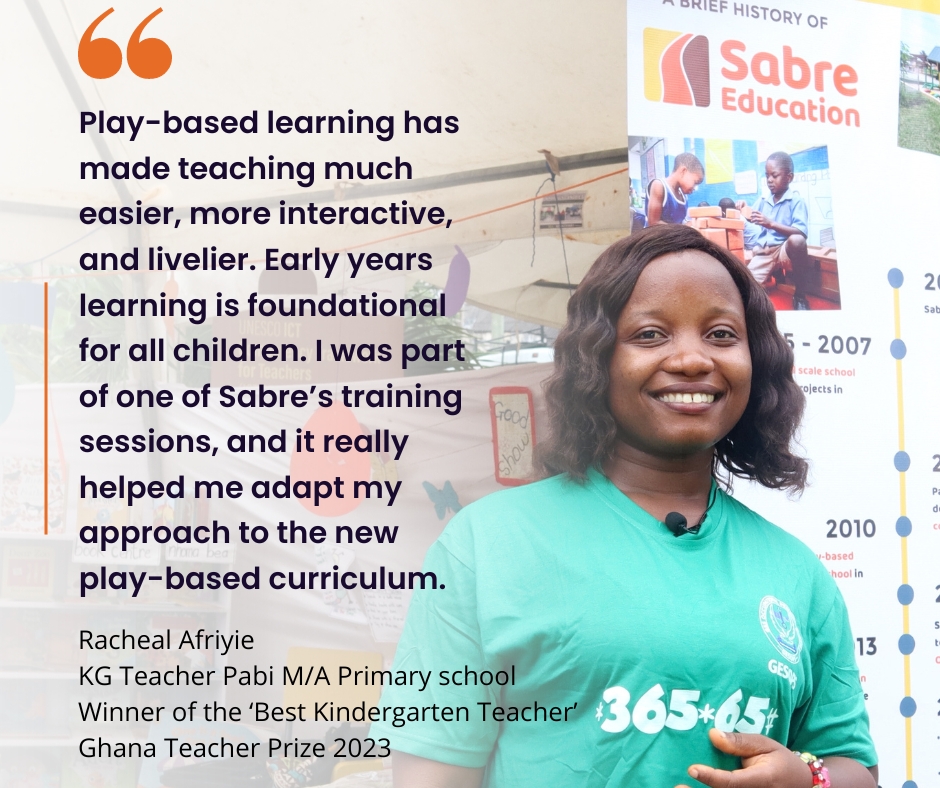 We're celebrating #WorldTeacherDay by congratulating Rachael Afriyie for winning 'Best #Kindergarten #Teacher' at this year's #GhanaTeacherPrize 🎉 

#PlayfulLearning #Teacher #PlayBasedLearning #TeachersTransform