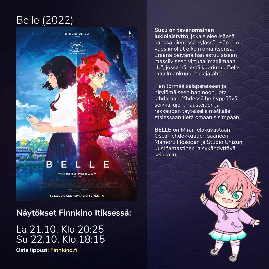 shumiconfin's tweet photo. Tarjoamme yhteistyössä Finnkino Itiksen kanssa Shumicon-viikonloppuna kaksi näytöstä kumpanakin päivänä kahdesta elokuvasta: Your Name ja Belle. 🫰🏻✨️

Liput kaikkiin neljään näytökseen ovat kaikkien ostettavissa Finnkinon nettisivuilla. 🌸

#finnkino #shumicon https://t.co/vZAYCqIaaU