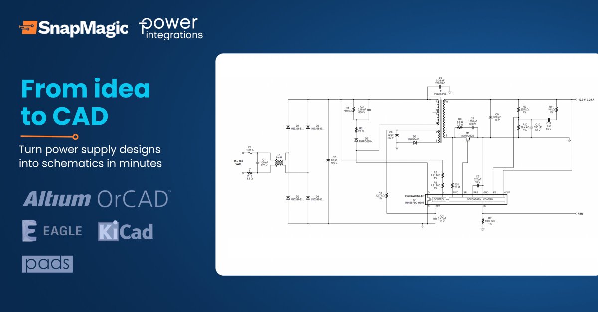 We have teamed up with <a href="/PwrInt/">Power Integrations</a> to launch a new schematic exporter!

You can now generate a complete power supply schematic using PI Expert and transfer it to your favorite PCB tool in minutes.

Learn more 👉 buff.ly/46fDtoJ

#schematic #PCBDesign #powersupply