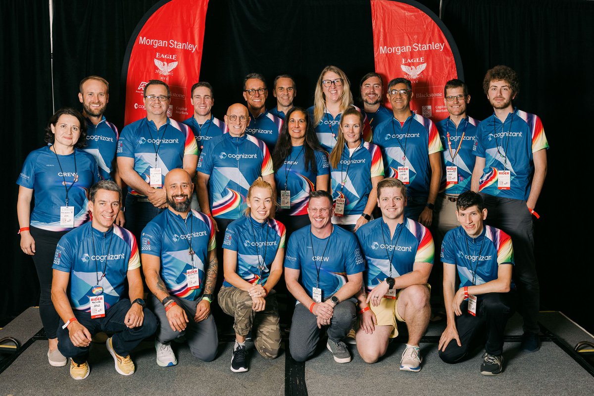 Cognizant's tweet photo. Cognizant associates recently embarked on #CycleForTheCause, a three-day, 275-mile journey from Boston to New York City, raising over $80,000 for @LGBTCenterNYC. These funds facilitate comprehensive, community-based HIV and AIDS prevention, education and more. https://t.co/9OLNorb4ny