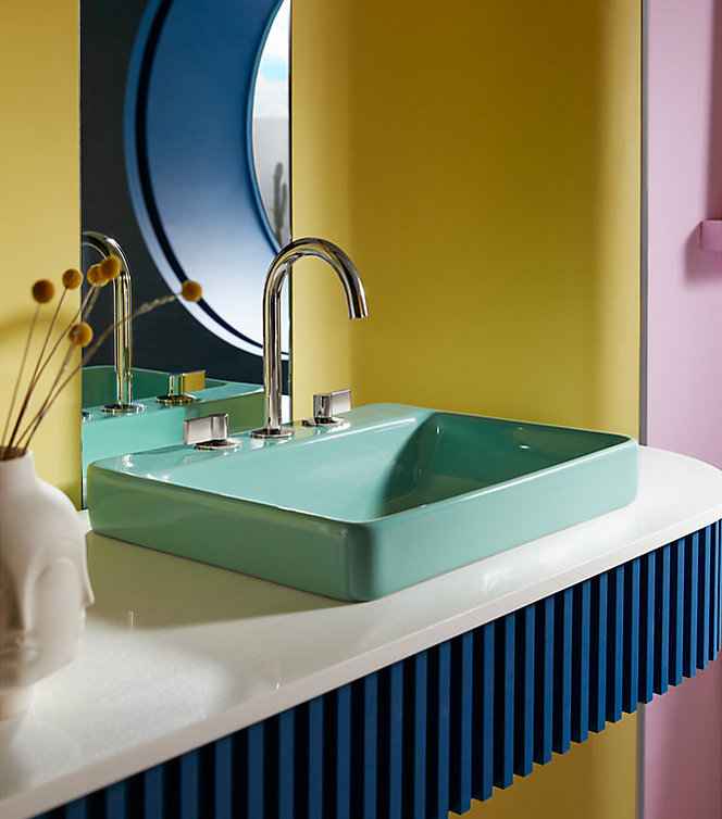 KohlerDenver's tweet photo. Revamp your bathroom with the Vox Rectangle vessel sink in stunning spring green! A true showstopper! https://t.co/IC72pHSeLe https://t.co/zi9STlyLGC