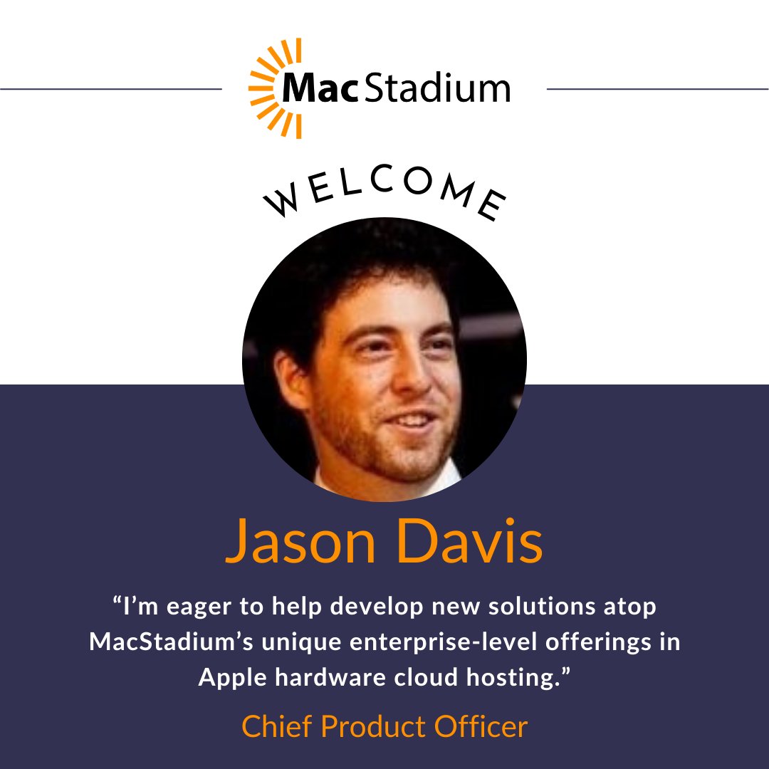 MacStadium's tweet photo. Help us welcome Jason Davis, Chief Product Officer, to the MacStadium team!👋

Learn more about Jason + MacStadium here. ⬇️
https://t.co/vVdvGeeaYm
#MacStadium #newteammember https://t.co/1I51J69QCw