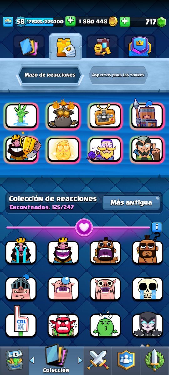 AccountLatan's tweet image. SE VENDE HERMOSA CUENTA TOP DE CLASH ROYALE, VIENE CON 15 CARTAS AL 15 Y DESPUES TODAS AL 14, LO LINDO QUE TIENE ESTA CUENTA QUE TIENE TODAS LAS EVOLUCIONES, TIENE VARIOS PASES, TIENE MUCHOS EMOTES Y EMOTES EXCLUSIVO, Y TAMBIEN LO QUE TIENE DE TOP ES EL EMOTE DEL REY