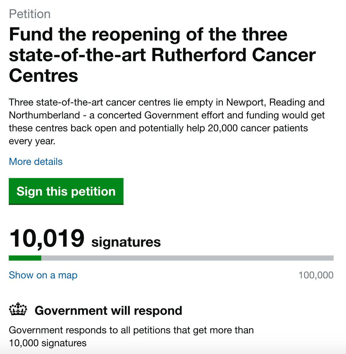 Ten thousand reached - honestly, thank you all so much for taking the time to sign.

Local MPs for the centres and MPs on relevant Parliamentary groups/committees? All contacted and zero responses.

Now let's see what Govt has to say...

Thank you all again - it is appreciated.