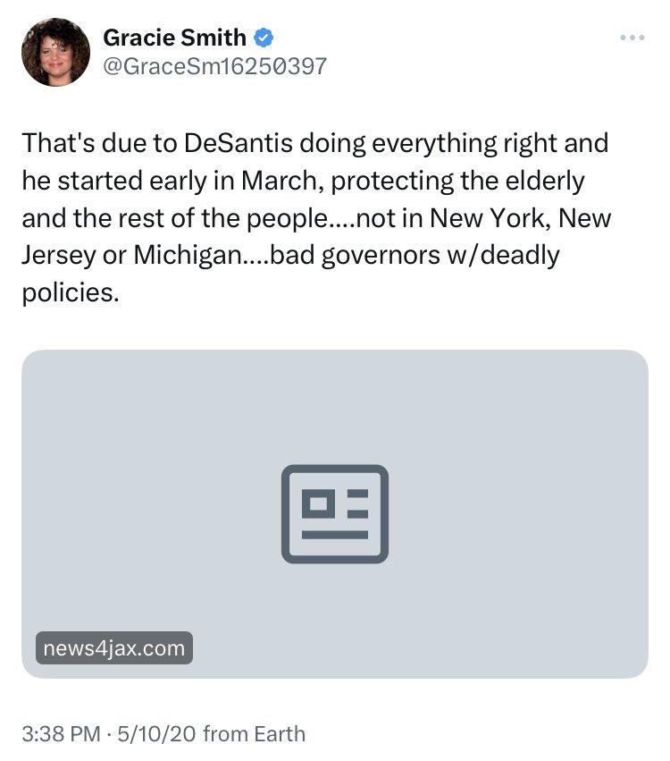 2019OrBust's tweet photo. @RozzaKat13 @GraceSm16250397 @Cernovich Crazy Gracie Remdesivir 

https://t.co/yK8wEdeVea