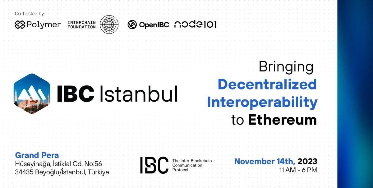 cosmos's tweet photo. 1/ #IBC is coming to Ethereum!

It’s time to introduce the standard of blockchain interoperability to the #Ethereum developer community!

Introducing: IBC Istanbul ⚛️

An IBC Summit event during #Devconnect Istanbul - bringing decentralized interoperability to Ethereum 👇 https://t.co/XgFZ0NOSr0
