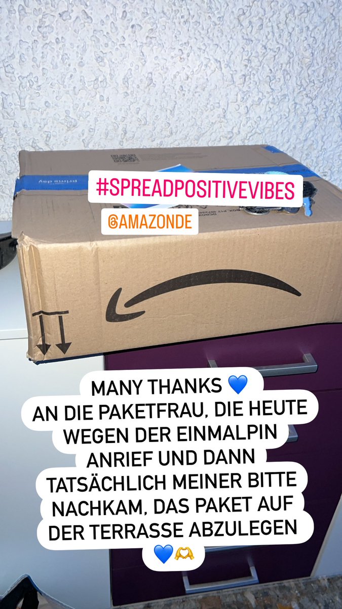 Many thanks 💙 an die Paketfrau die mich heute wegen der Einmalpin anrief &amp; dann tatsächlich meiner Bitte nachkam, das Paket auf der Terrasse abzulegen. 💙🫶 <a href="/amazonDE/">Amazon.de</a> #spreadpositivevibes