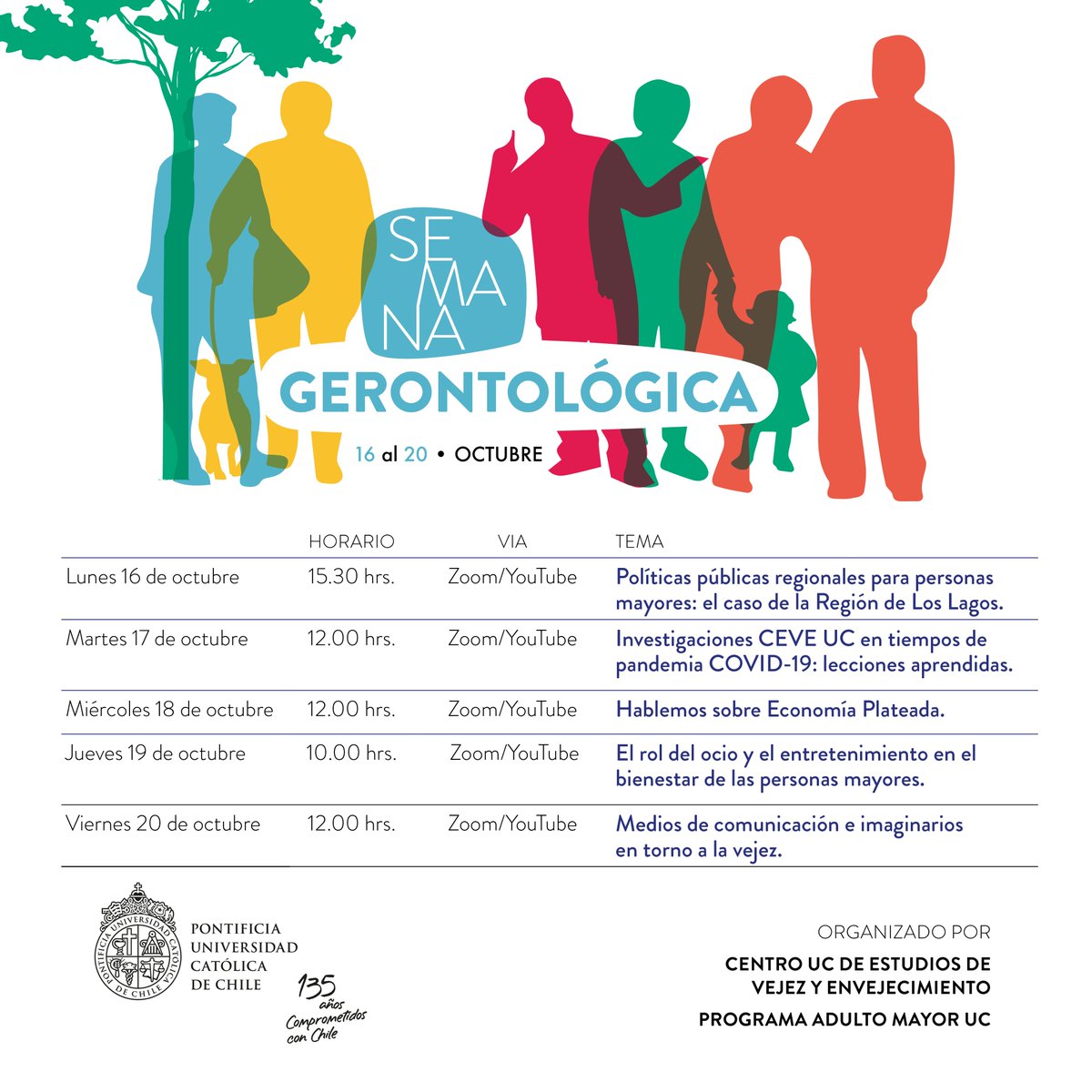 centrovejezUC's tweet photo. 🤓¡Súmate a la Semana Gerontológica CEVE UC 2023!
👉Conoce las actividades programadas e inscríbete en: https://t.co/teRFXLkwkq
#CompromisoMayorUC #OctubreMesMayor https://t.co/rb3qfPxnDg