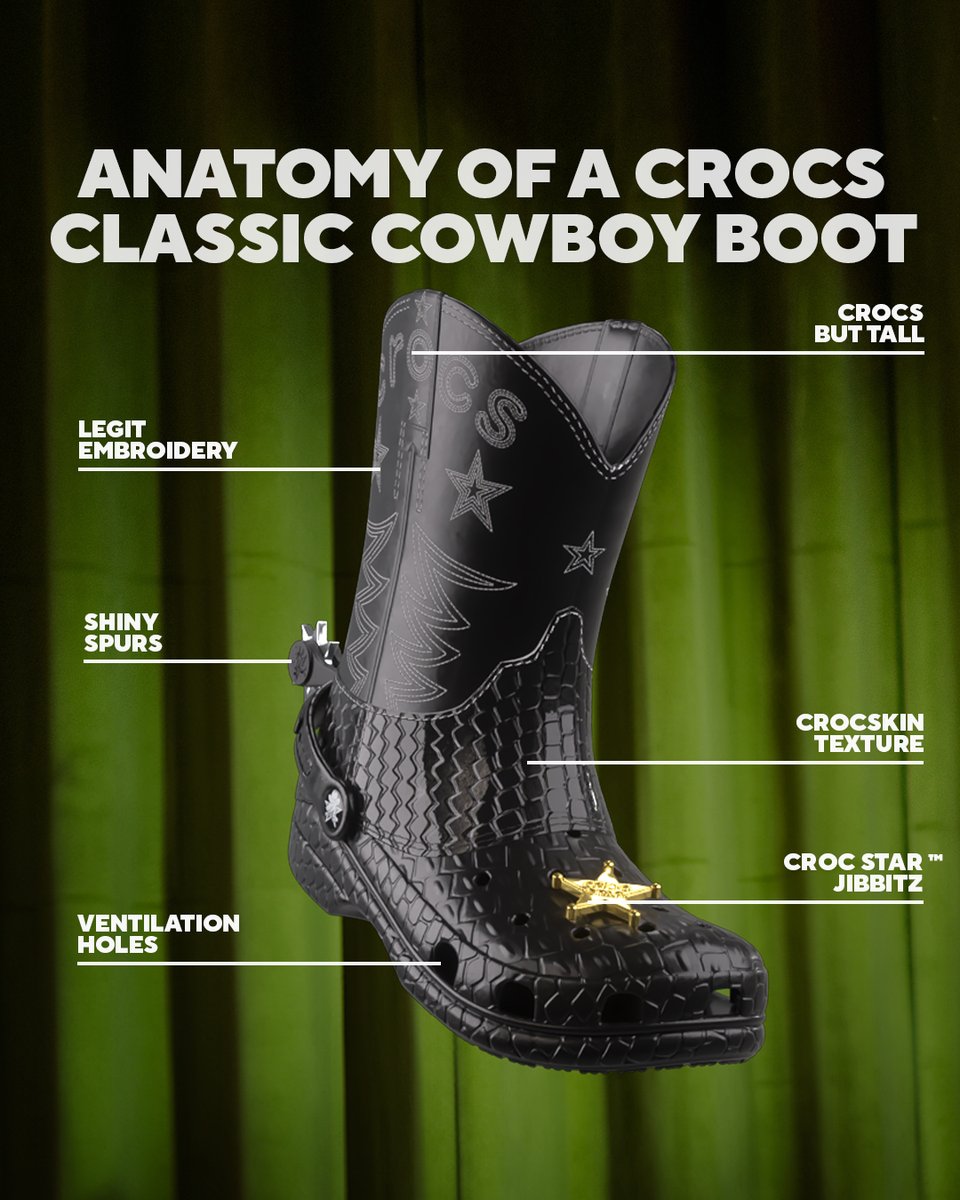 Can we get a HOWDY? Classic Cowboy Boot coming Croc Day, October 23rd in select regions. #Croctober23