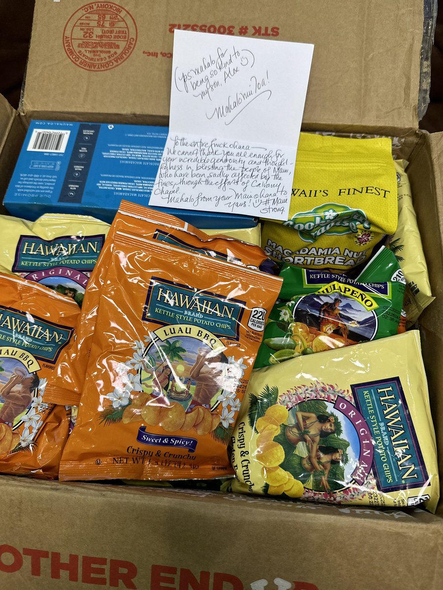 Thanks to all of our friends in Maui for the delicious care package #mauistrong