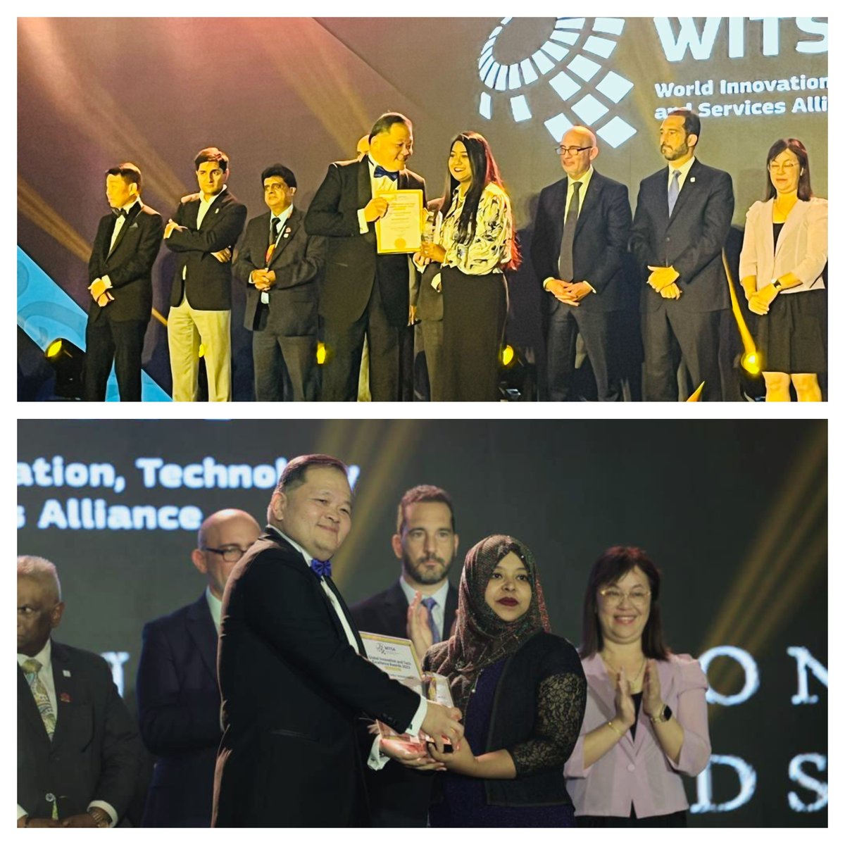 📢Global Recognition!🏅🥇 @a2i_bd's #NISE & #MuktoPaath won the prestigious #WITSA_Awrads_2023 for their transformative work on skill development & education in Bangladesh through online platforms🇧🇩🌍 #SmartBangladesh2041 #WITSA2023 #WITSA_Award #SkillDevelopment #FoW #FoE