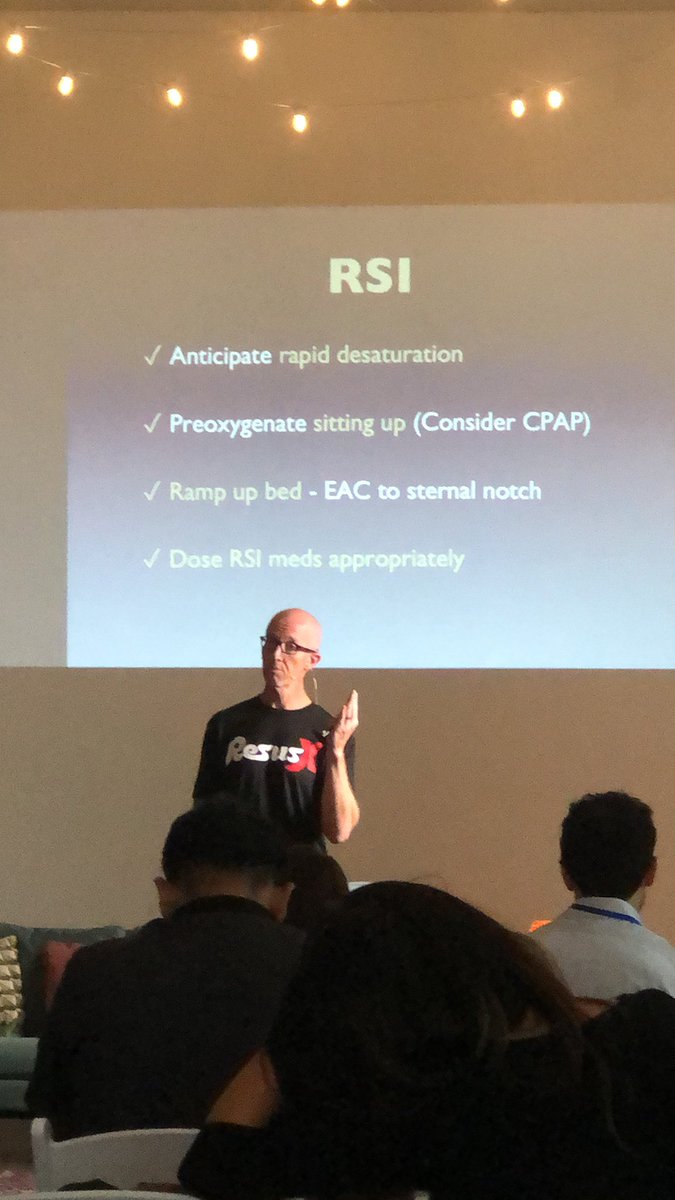 Intubating an obese PT summary: - anticipate rapid desaturation -preoxygenate (maybe use CPAP) - consider position(ear to notch) - be careful on meds! Ideal vs total body weight. Dose appropriately! #takeaways #obesepatientRSI @critcareguys @CriticalCareNow #resusxreset2023