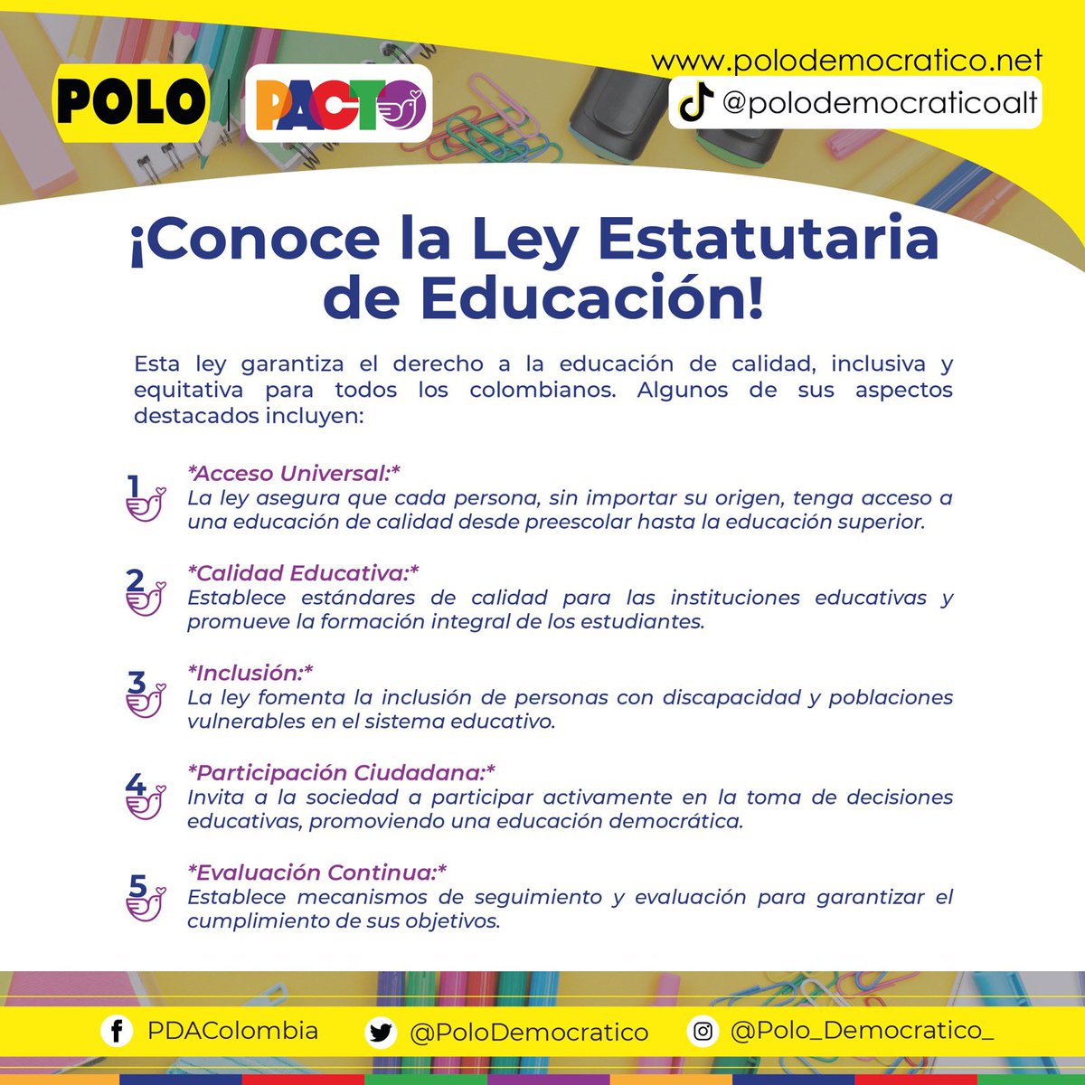 PoloDemocratico's tweet photo. #EducaciónDerechoFundamental 

¡La educación es la clave para superar la histórica desigualdad y falta de oportunidades de las y los colombianos!

Conoce de qué se trata 👇🏼 https://t.co/gVbhMNg87e