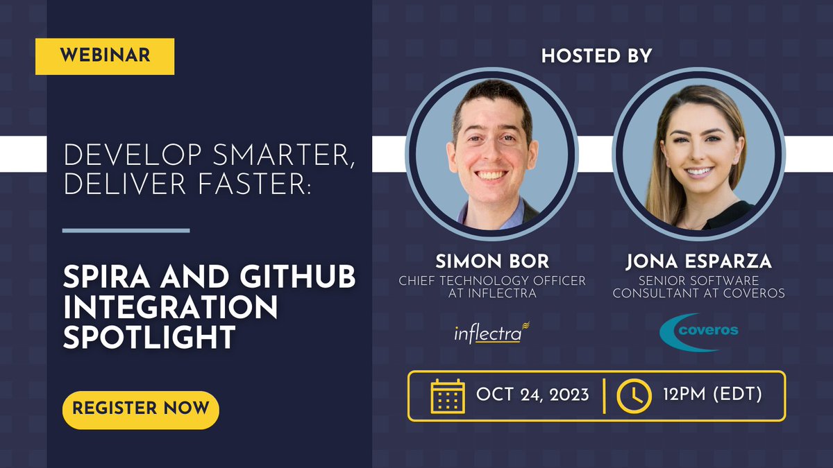 inflectra's tweet photo. Are you ready to elevate your development game❓ Dive deep into the advantages of integrating #Spira w/ #GitHub in our upcoming webinar; co-hosted w/ our partners, @Coveros 🎉 Mark your calendars for Oct 24 at 12PM ET to join 🙌

Sign-up 👉 https://t.co/sDInnWKjPh #SpiraAndGithub https://t.co/OZhHpEo49z