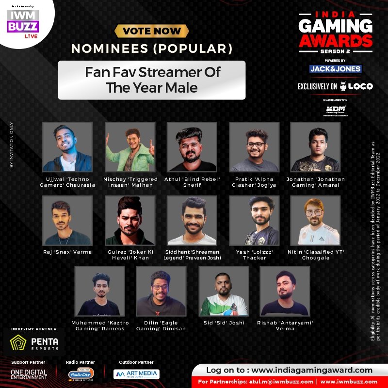 IWMBuzz on X: Announcing: Nominees For Fan Favourite Streamer Of