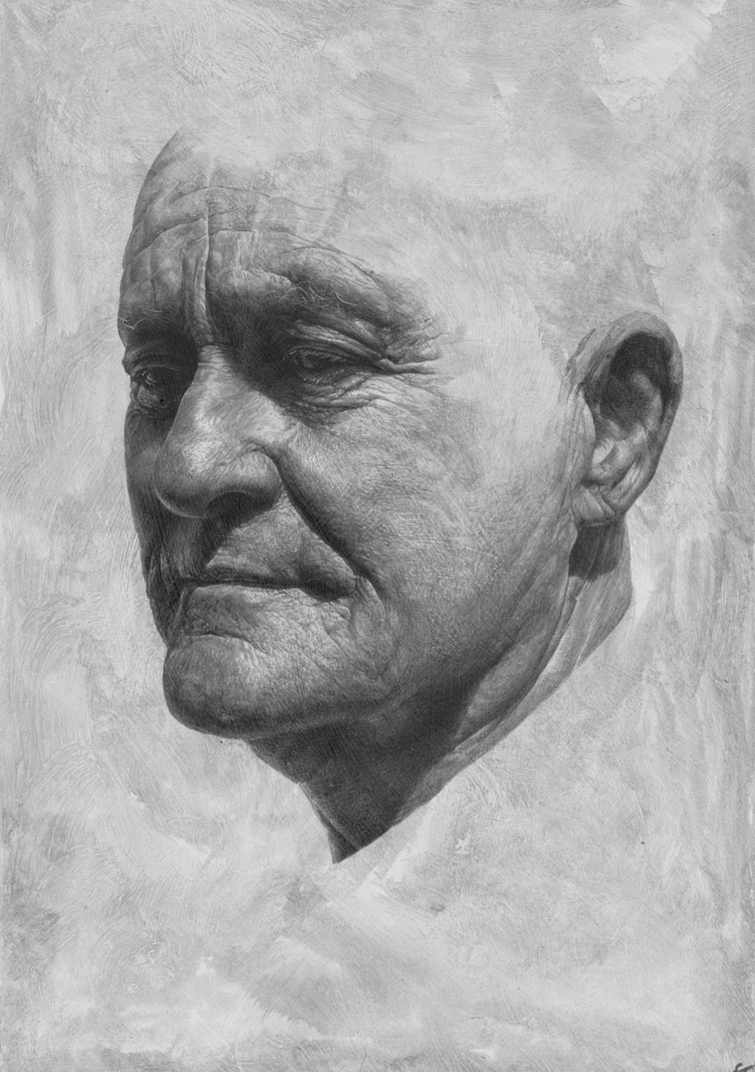 caldwellart's tweet photo. "Philip."
Acrylic ink on gessoed panel. 
30x21cm. https://t.co/gvUq6GJHVR