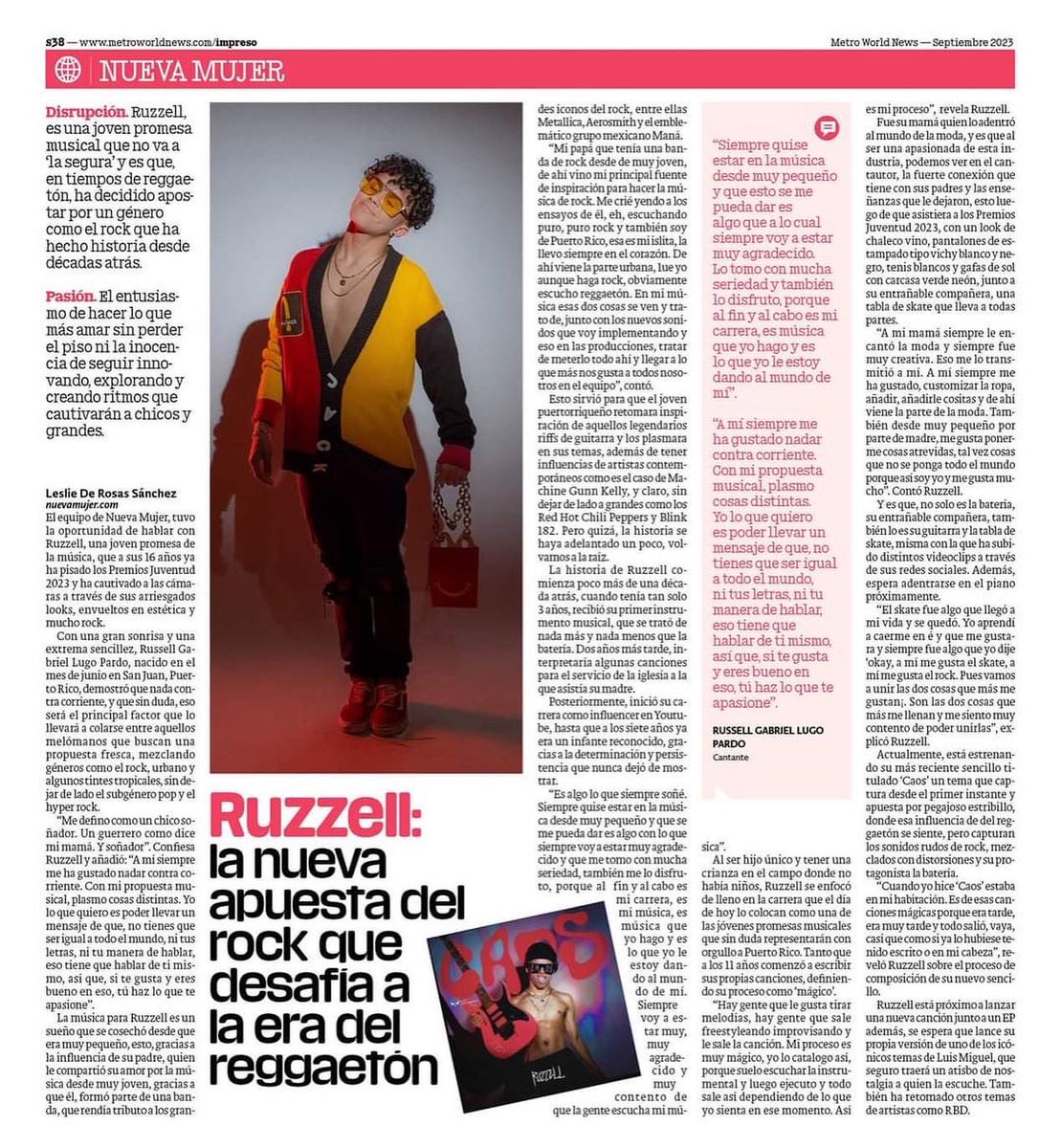 ruzzellmusic's tweet photo. Agradecido con @publimetromx y @nueva_mujer por este artículo que me hicieron “LA NUEVA APUESTA DEL ROCK QUE DESAFÍA… “ 😉🤘🔥🔥

👉: https://t.co/GdxCl1uf6r   #ROCK_STAR #ruzzell #caos #reggaeton va #Rock #BuenJueves #YouAndMeDDAY #miloj #BillboardLatinWeek https://t.co/GgAT1oCUro