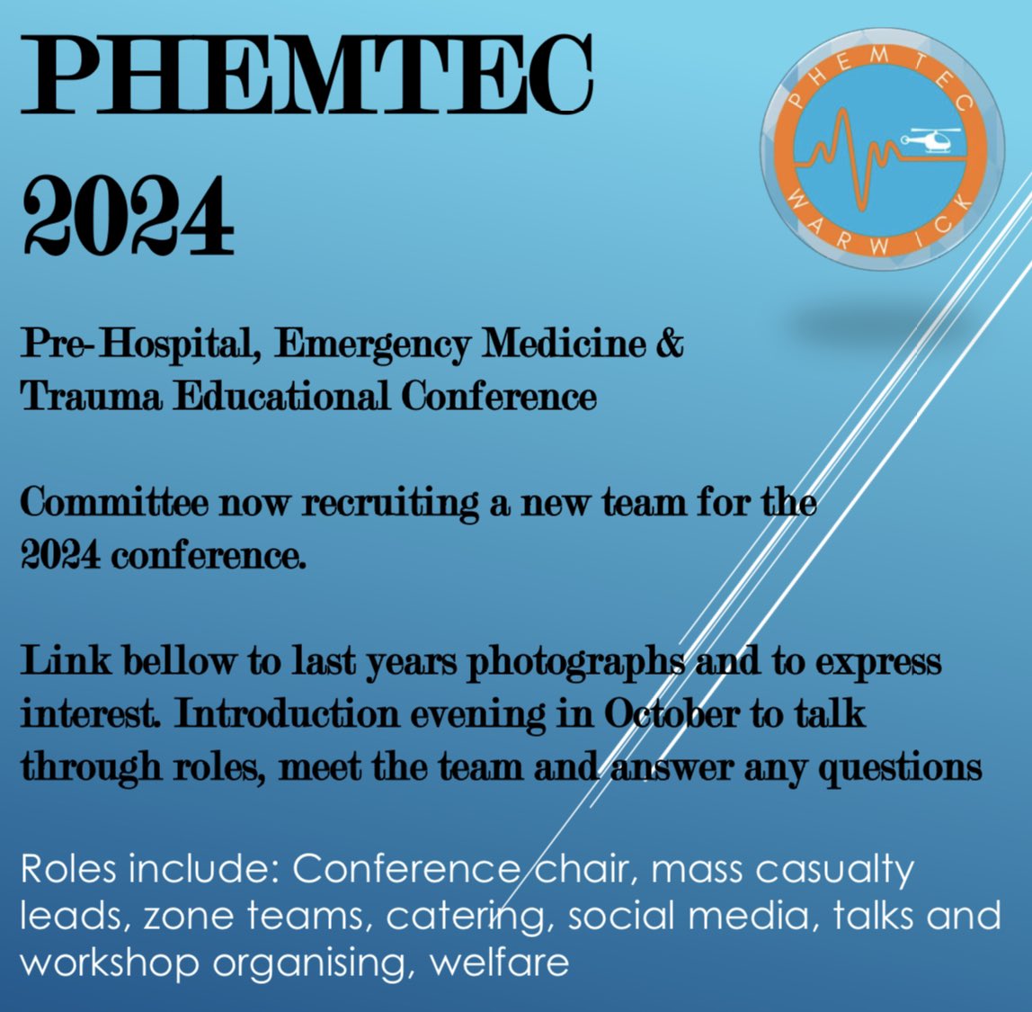PHEMTEC 2025 (@wmsphemtec) on Twitter photo We’re back!!
docs.google.com/forms/d/e/1FAI…
dropbox.com/sh/ae14br8uvwh…
#phem #phemtec #phemtec2024 #emergencymedicine #medicine #warwickmedicalschool #paramedic #paramedicalscience #paramedicstudent #nursing #nursingstudent #medicalconference #medicalstudent <a href="/warwickmedsoc/">Warwick MedSoc</a> <a href="/wmcareteam/">WM CARE Team</a> We’re back!!
docs.google.com/forms/d/e/1FAI…
dropbox.com/sh/ae14br8uvwh…
#phem #phemtec #phemtec2024 #emergencymedicine #medicine #warwickmedicalschool #paramedic #paramedicalscience #paramedicstudent #nursing #nursingstudent #medicalconference #medicalstudent <a href="/warwickmedsoc/">Warwick MedSoc</a> <a href="/wmcareteam/">WM CARE Team</a>