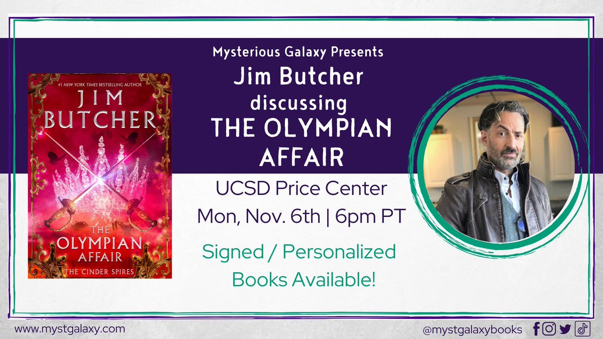 ✨JUST ANNOUNCED!✨ On Monday, November 6, 2023 at 6 pm PT held at the UCSD Price Center, join @longshotauthor to celebrate THE OLYMPIAN AFFAIR! Purchase a ticket bundle today! @AceRocBooks For more information & to register -> buff.ly/3RRafIJ