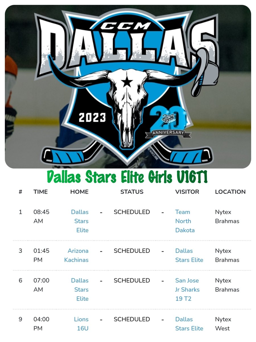 cliles99's tweet photo. CCM Dallas Tournament 2023
Anyone up to seeing some competitive girls play hockey this weekend!? The only girls tourney held here in our backyard this season! Mad's U16 Tier 1 team will be playing at Nytex (Saturday/Sunday).
Let's go DSE Girls! 💚🤍🖤
#98liles https://t.co/yHUzeL4qm5
