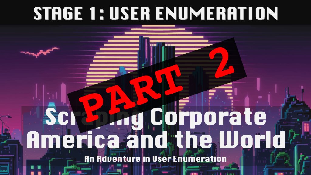 Enumerating 24 Million Users: Part 2

A continuation of my deep dive on my #defcon31 talk. This part covers:

• creating user lists, survey lists, username formats
• creating lists of orgs, their domains and tenants
• running scraping operations

nyxgeek.wordpress.com/2023/10/05/enu…