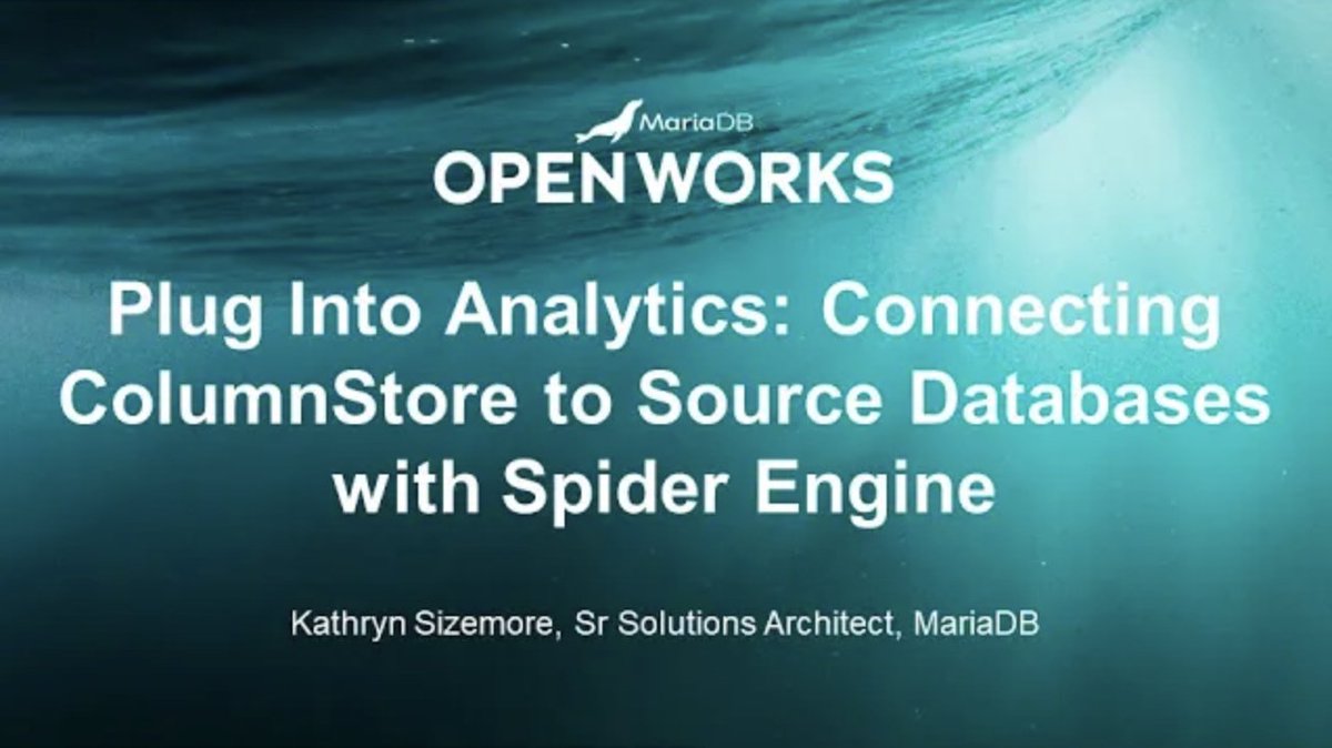 mariadb's tweet photo. #ColumnStore scales to process #data with unparalleled performance.
Leverage the analytical power of the ColumnStore engine and easily consume data from these various sources using #MariaDB’s Spider engine. 🕷️
👀: https://t.co/nSprU7GAwj https://t.co/lXVzUTP0Sk