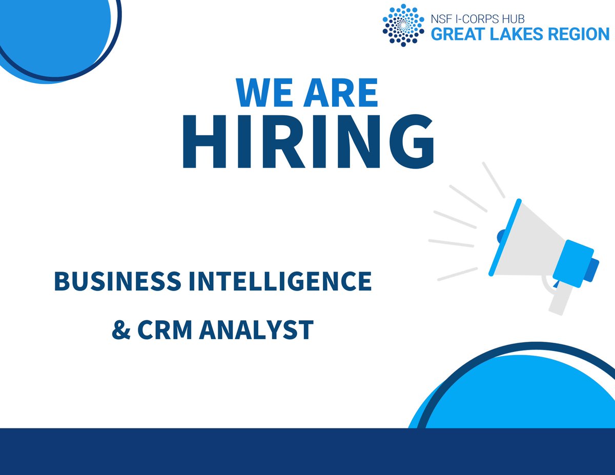 The <a href="/GR8LakesICorps/">Great Lakes I-Corps Hub</a>  and <a href="/UMCFE/">U-M Entrepreneurs</a> are hiring a Business Intelligence &amp; CRM Analyst!

Are you ready to make a difference in entrepreneurship and innovation education? Check out the link to learn more!

careers.umich.edu/job_detail/240…