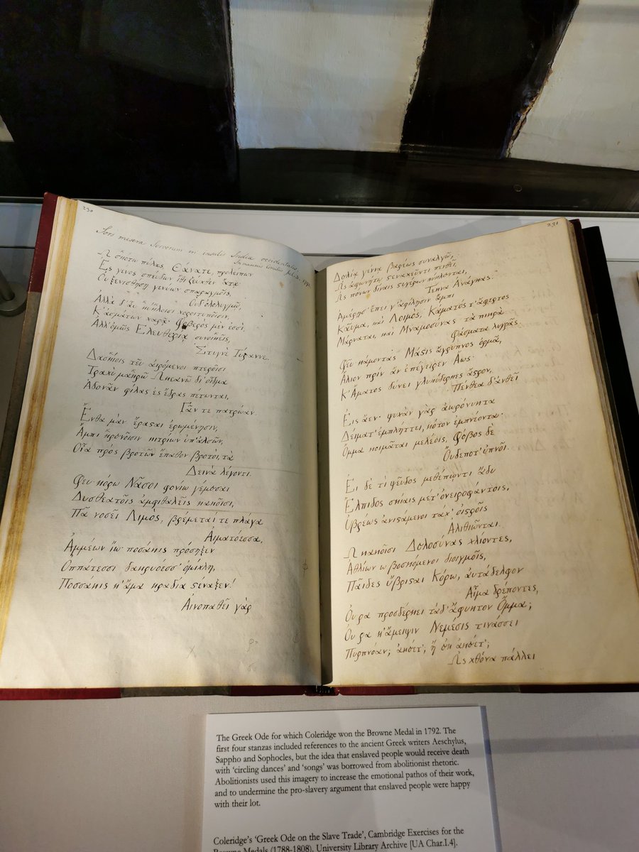 Book on loan from the University Library to Jesus College for an exhibition. The book geek in me is squeeing as it's Samuel Taylor Coleridge actual writing!