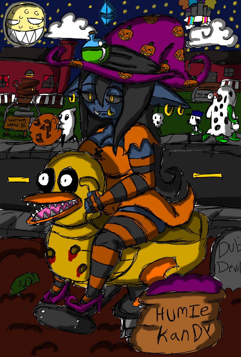 DubDevilArt's tweet photo. Today the wheel chose a witch so I just made a goblin witch. I liked this one. 

#art #digitalart #payday #speedart #color #monstergirl #tall #witch #monster #Octoberart #Octoberart2023 #goblin #shortstack #Halloweenart #cute  #spookymonth https://t.co/7LyWElDxWC