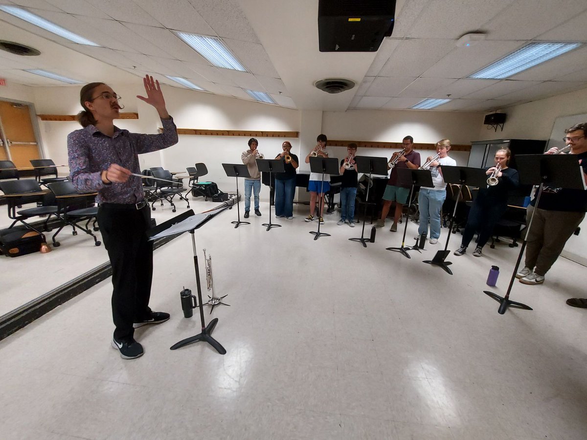UKTrumpet's tweet photo. Teaching assistant Kody Jernigan leads the UK Large Trumpet Ensemble in rehearsal for our November 8th concert! https://t.co/wVECGjqYtG