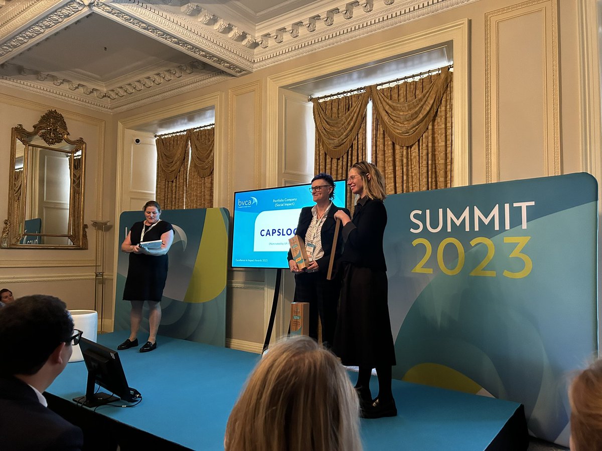 Thanks <a href="/BVCA/">BVCA</a> for a really insightful day. 

Delighted to see <a href="/CAPSLOCKCyber/">CAPSLOCK</a> win the Excellence in Impact award for portfolio company social impact, nominated by <a href="/UfiVentures/">Ufi Ventures</a>!

#bvcasummit2023
