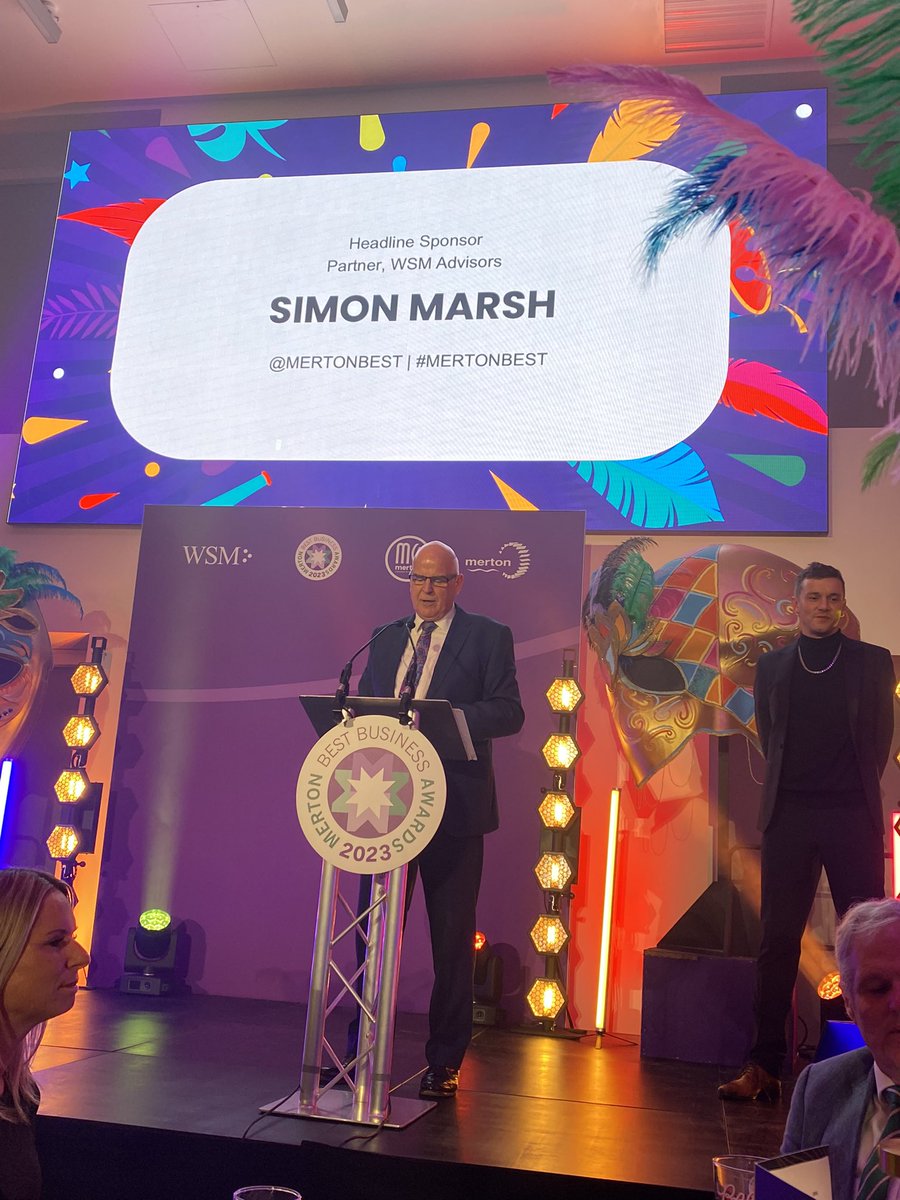 WSMPartners's tweet photo. @Smarsh59 kick starting the carnival theme @MertonBest @AFCWimbledon with his upbeat  welcome speech to match the vibes of the night. https://t.co/zJru7r0SjQ