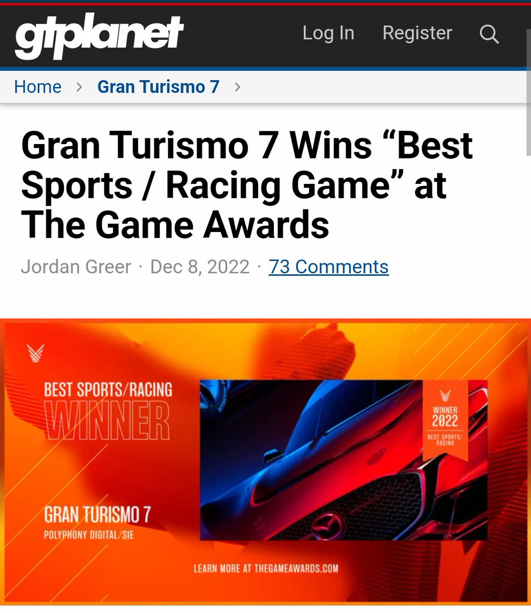 Gran Turismo 7 Wins “Best Sports / Racing Game” at The Game Awards –  GTPlanet