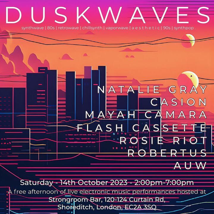 Robertus (@robertus_dj) on Twitter photo Are you free the afternoon of 14 Oct and up for grooving to some retro synth? 🎶 Join <a href="/NatGrayMusic/">Natalie Gray (she/her)</a>, Casion, <a href="/MayahCamara/">Mayah Camara</a>, <a href="/flashcassette/">Flash Cassette</a>, <a href="/RosieRiotLdn/">Rosie Riot</a>, <a href="/AUWmusic/">AUW music</a> and me <a href="/StrongroomBar/">Strongroom Bar</a> in London.
See you there at 2pm! #synthwave #80smusic #retrowave #futuresynth #outrun Are you free the afternoon of 14 Oct and up for grooving to some retro synth? 🎶 Join <a href="/NatGrayMusic/">Natalie Gray (she/her)</a>, Casion, <a href="/MayahCamara/">Mayah Camara</a>, <a href="/flashcassette/">Flash Cassette</a>, <a href="/RosieRiotLdn/">Rosie Riot</a>, <a href="/AUWmusic/">AUW music</a> and me <a href="/StrongroomBar/">Strongroom Bar</a> in London.
See you there at 2pm! #synthwave #80smusic #retrowave #futuresynth #outrun