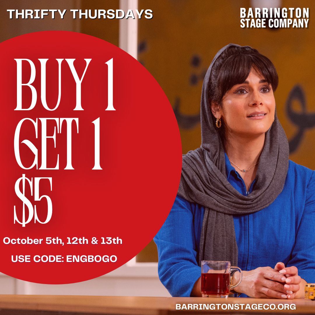 BarringtonStage's tweet photo. ✨ BOGO FLASH SALE ✨
For performances on October 5, 12, 13, use code ENGBOGO to BOGO $5 tickets to #BSCEnglish #InTheBerkshires! Get tickets at https://t.co/RudMqYk4dm. #BSC2023 https://t.co/KSD4H88UmJ