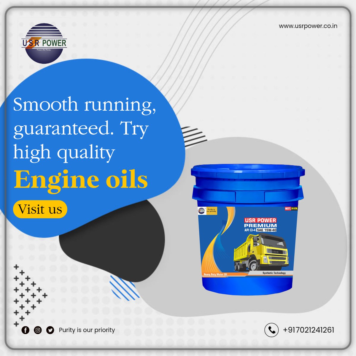 USRPOWER's tweet photo. Smooth running guaranteed .Try high quality commercial engine oil for your heavy vehicles...
#usrpower #startupindia #distributor #newbusiness #startup #panindiashipping #engineoil #lubricants #synthetic #automotive #happycustomer #happy_distributor_lubricant #distributor https://t.co/wMeIFEroRi