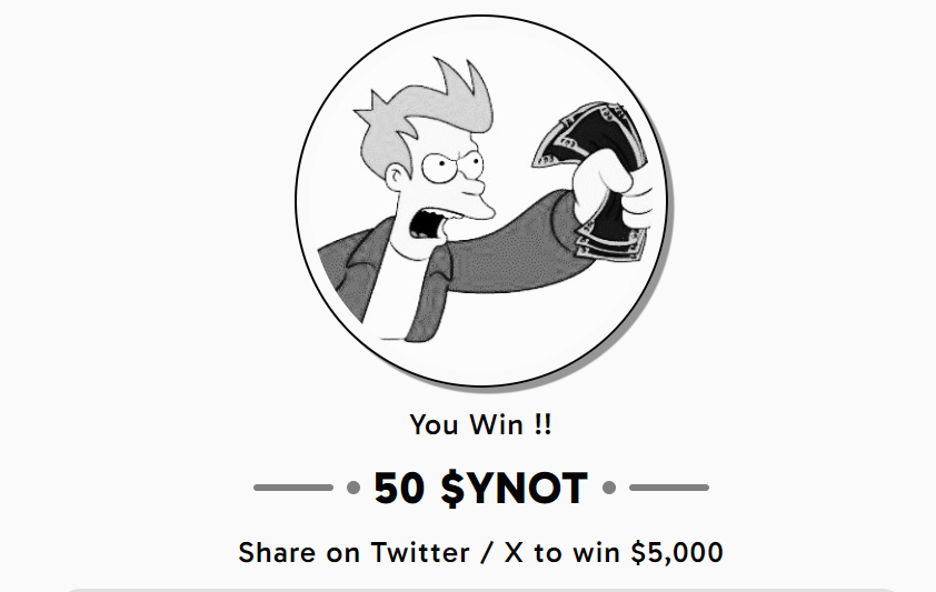 finnanceco's tweet image. I have won 50 on $YNOT - AirDrop, go check that out and win some tokens for you. visit whynotcoins.com
My Address: "0x8Ec08154B731dc87DA3475410Be371610A97E75F" @WhyNotEcosystem #WhyNotCoin #WhyNotEcosystem #WhyNotPresale #WhyNotToMoon