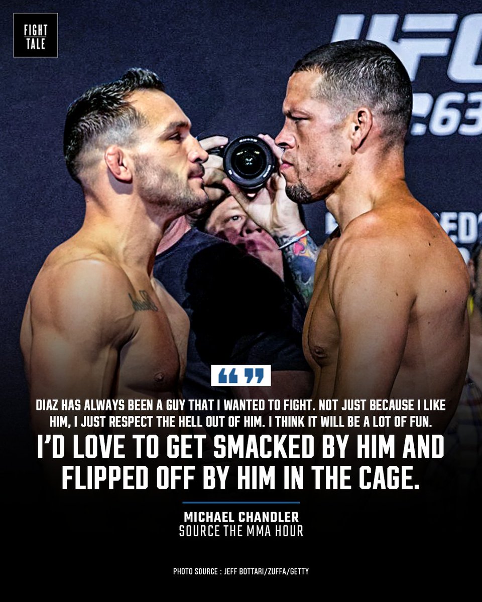 FightTale's tweet photo. If not Conor McGregor, Michael Chandler would love to fight Nate Diaz 👋 (h/t @arielhelwani) https://t.co/sAXfnAoMR2