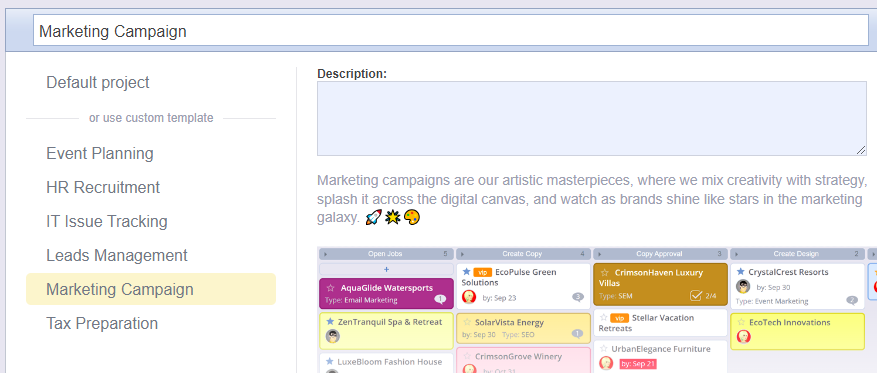 getsmartQ's tweet photo. smartQ updates: Introducing Project Templates.

We’ve added some cool templates like Marketing Campaign, IT Issue Tracking, Tax Prep, Event Planning, and more! #ProjectManagement https://t.co/CSFFKGA2Eb