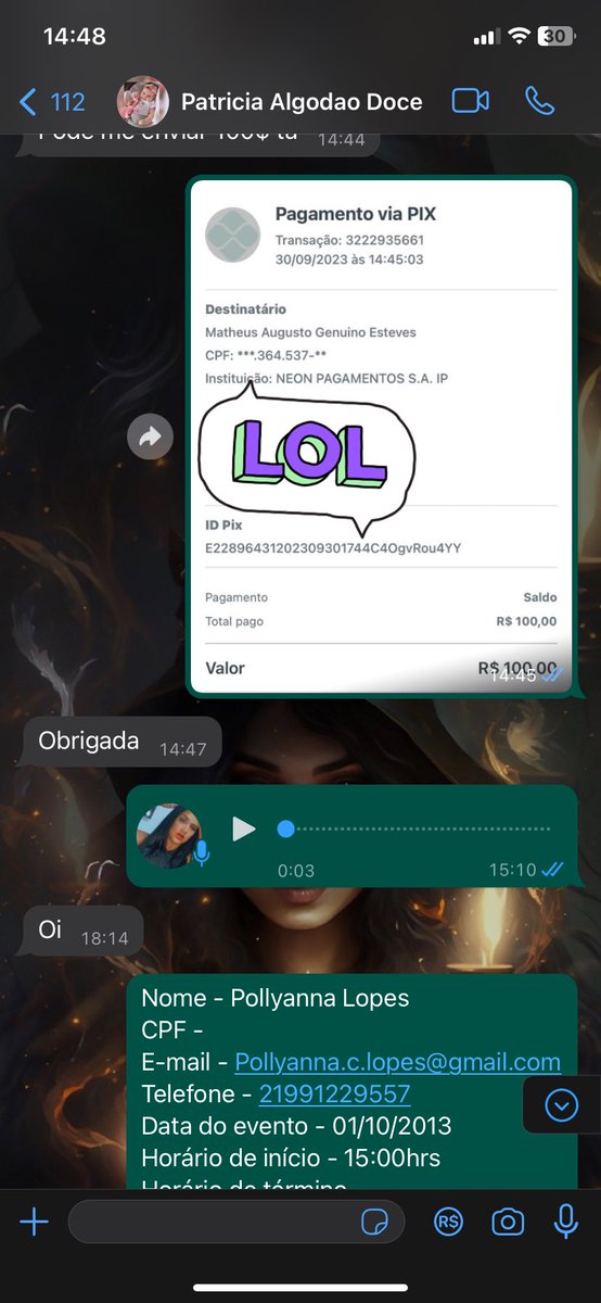 signodearr's tweet photo. ALGUÉM CONHECE ESSE FDP?? CONTRATEI ESTAÇÃO DE ALGODAO DOCE E AÇAÍ PRA FESTA DAS CRIANÇAS E ESSE ARROMBADO SE PASSOU POR UMA TAL DE PATRÍCIA 
PRA DAR O GOLPE DEIXANDO AS CRIANÇAS NA VONTADE, NEM É MAIS PELO VALOR MAS VOU ACHAR ELE CUSTE OQ CUSTAR, gostaria muito da ajuda de vcs!! https://t.co/kvbss7QSPp