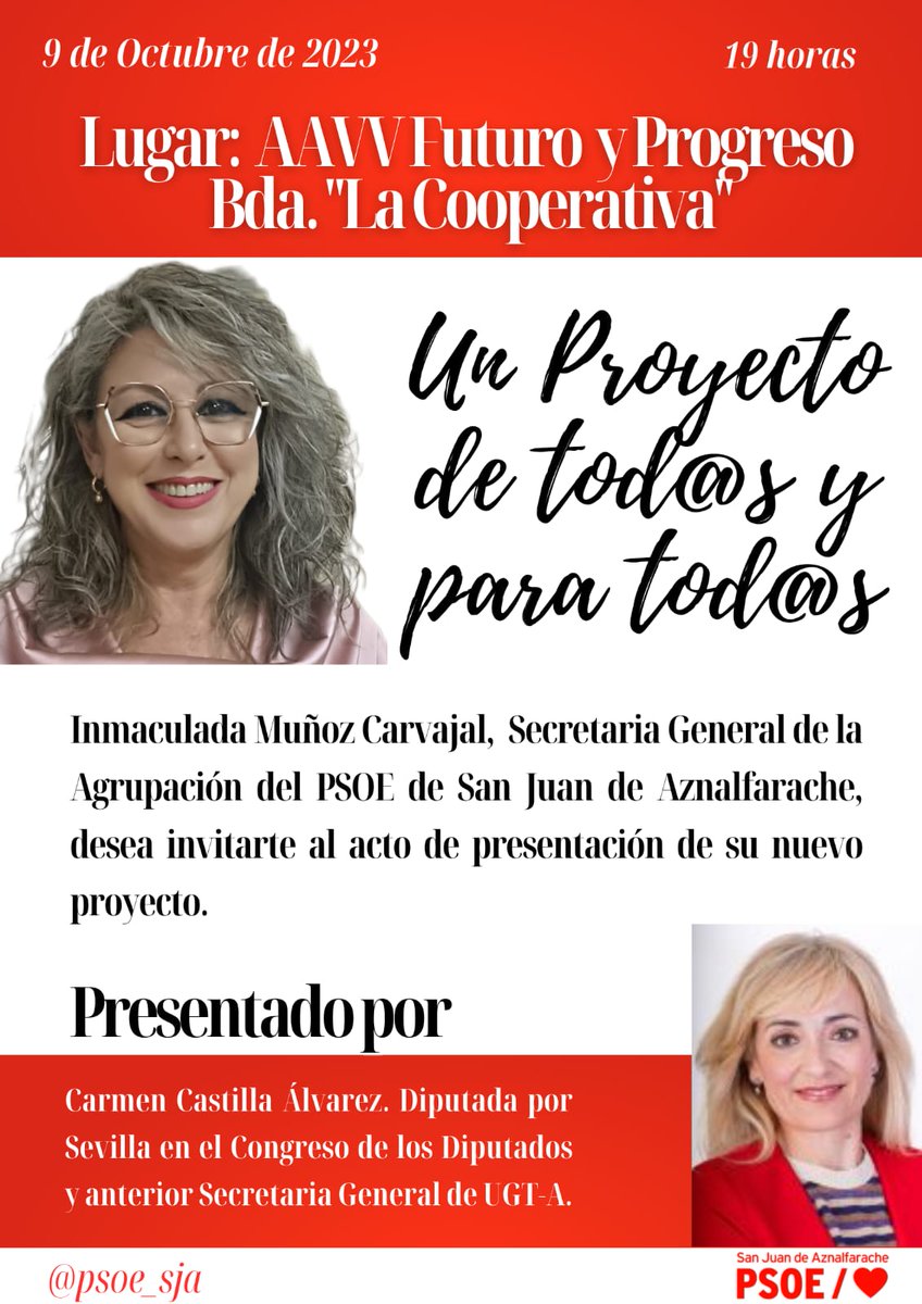 Para tod@s los que deseéis acompañarnos. 
¡¡¡Os esperamos!!!
<a href="/mc_castilla/">carmen castilla</a>
<a href="/Inmaculada_MuCa/">Inma Muñoz Carvajal</a>