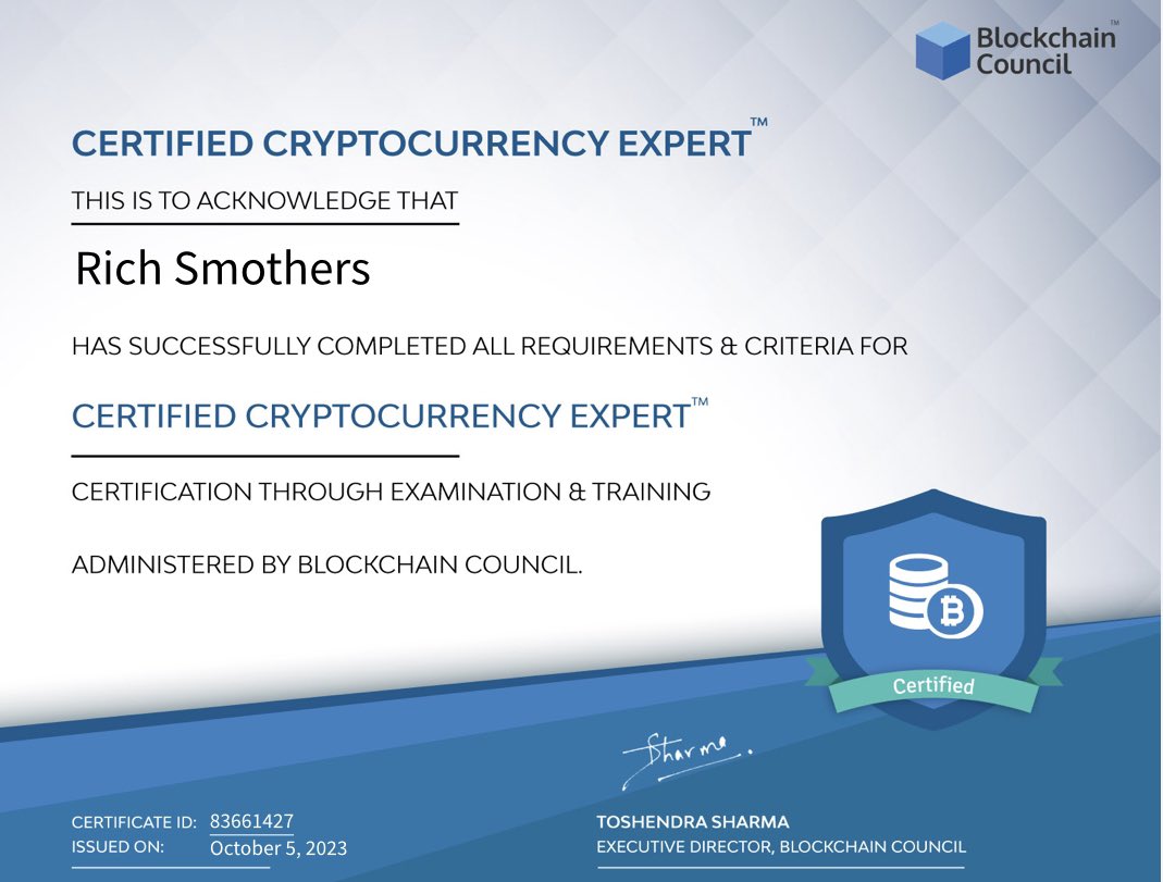 Just finished my #Blockchain #Certification from #Blockchain #Council scl.io/7n7PIE1 via @chaincouncil -