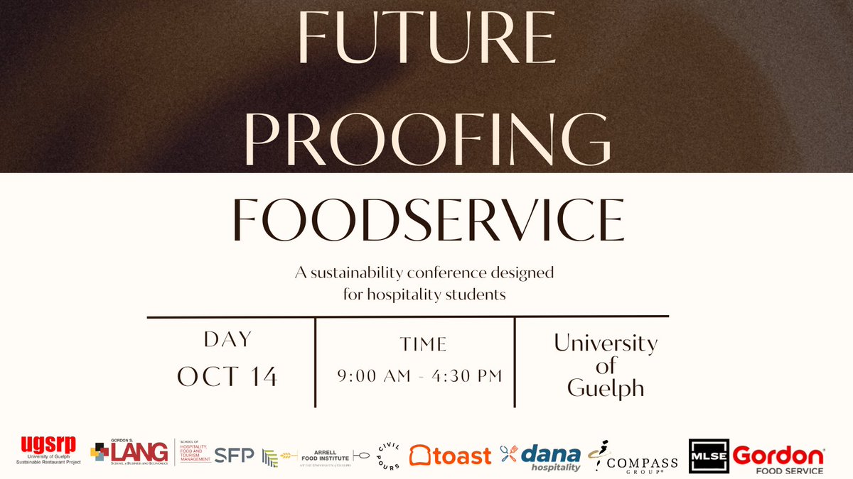We are looking forward to UGSRP's 11th Annual Event - Future Proofing Foodservice - A Sustainability Conference Designed for Hospitality Students. Keynote speakers include Meeru Dhalwala and Andre Lariviere! Details can be found here. ugsrp.com/2023/09/24/fut…