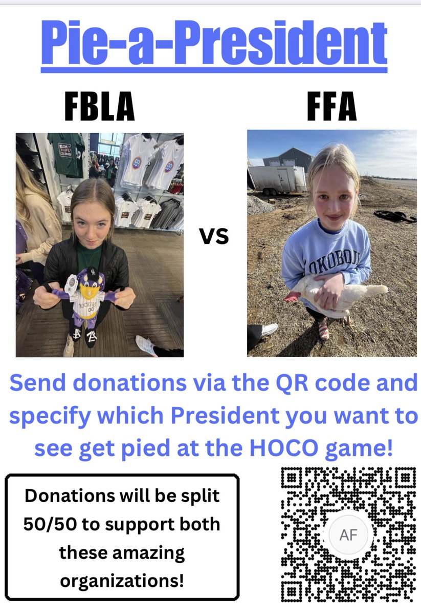 It’s Back! Pie a President at Friday’s Homecoming Game. Donate to these great organizations and see one of our leaders get PIED at halftime. Use the Venmo link below and comment with the name or group. <a href="/GoBluejays1/">ASHLAND-GREENWOOD</a> <a href="/AGHSFFA/">AGHS FFA</a>