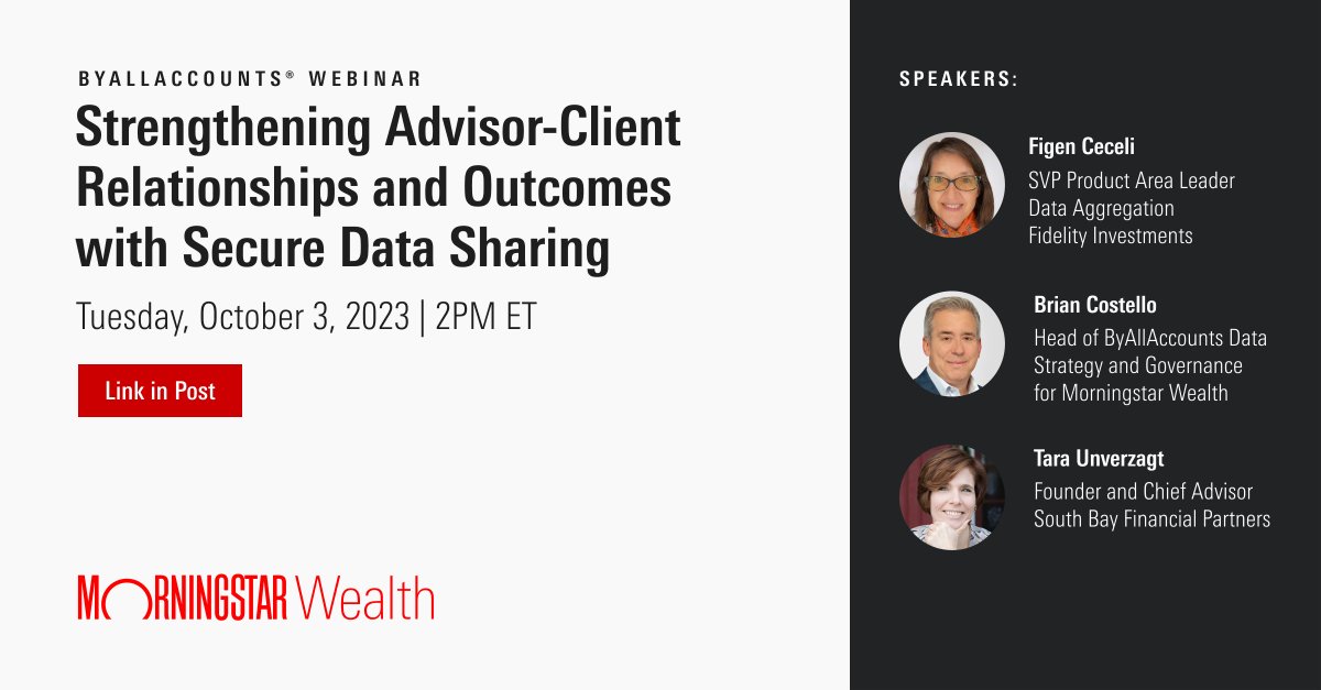 MorningstarInc's tweet image. 🔒 Unlock the potential of client-aggregated #FinancialData in delivering personalized advice. 

Watch the on-demand #MorningstarWealth #ByAllAccounts and @Fidelity webinar to discover secure ways to leverage this tool for advisor-client relationships. 

spr.ly/6016uMz7q