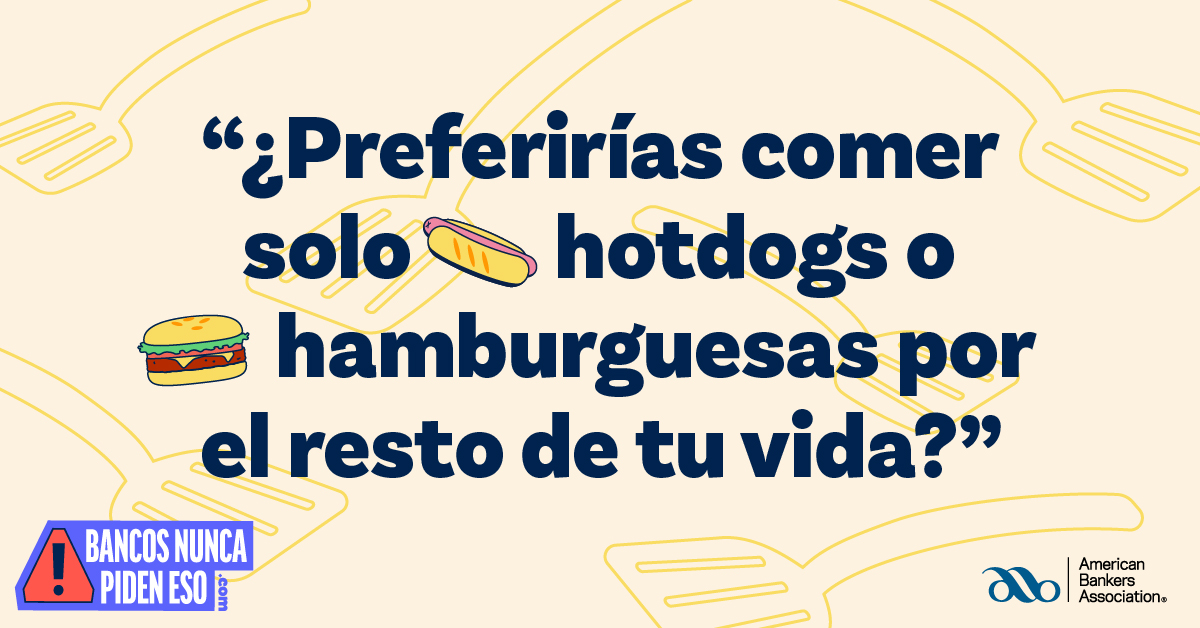 ¿Un correo electrónico sobre hot dogs de tu banco? Eso es alarmante. Tan alarmante como un correo que te pida tu SSN, porque #BancosNuncaPidenEso. Entérate de las tácticas de las estafas: brev.is/5yh85