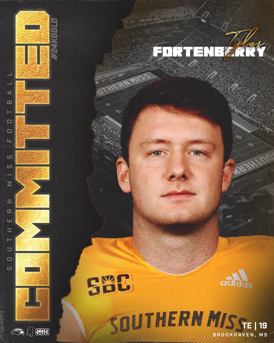ty23fortenberry's tweet photo. First off I want to thank God, my parents, and all the coaches who have coached me along the way, with that being said I have decided to commit to the University of Southern Mississippi to further my academic and athletic career! 🦅 https://t.co/F7Sxe1heHE