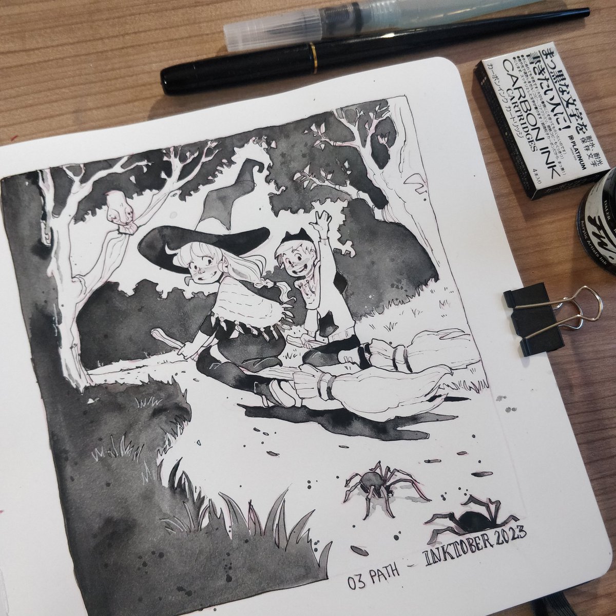 Schmoesi's tweet photo. Cathing up with posting all the #inktober2023  illus! https://t.co/lly8l7qS34