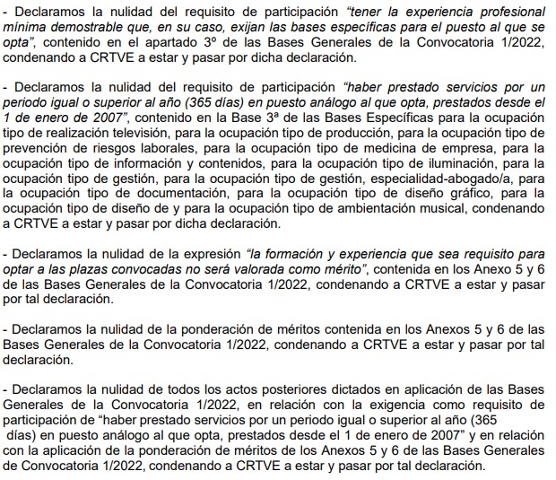 usortve's tweet photo. #RTVE #CRTVE La Audiencia Nacional ha dictado sentencia sobre la experiencia necesaria para poder concurrir a las oposiciones de CRTVE. 
Este es el fallo que puede ser recurrido. 
Más retrasos. Aumenta el caos, si es posible. 
¿Que va a hacer la dirección de RRHH? https://t.co/kS5vfNMkAI
